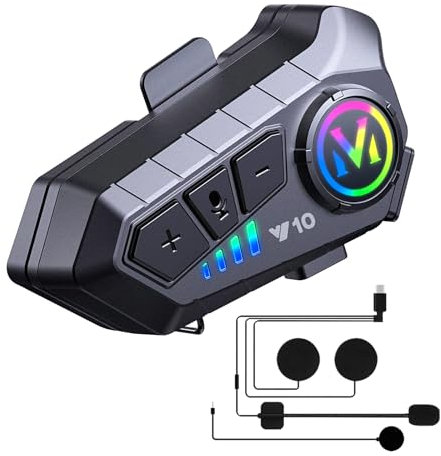 SUOOKC Auricolare Bluetooth per moto Altoparlante Sci Auricolare Impermeabile Bluetooth Casco Auricolare con Cancellazione del Rumore Cuffie Bluetooth Wireless Ultra Sottile per Tutti i Caschi