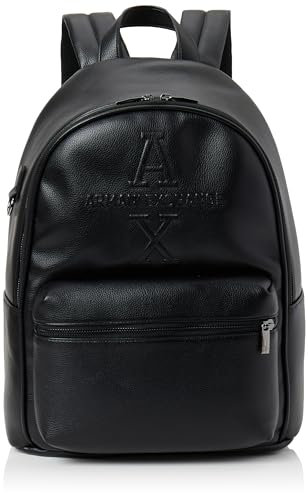 Armani Exchange Men's with Oversized Stacked Ax Logo Backpack, Black