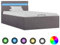 ZQQLVOO Bettgestell Familienbett Palettenbett Bett mit Bettkasten Hydraulisch mit LED Taupe Stoff 90x200 cm