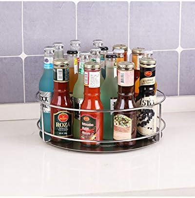 Pantry Cabinet Organizer Lazy Susan Turntable,360° Rotation Spice Rack,Stainless Steel Kitchen Seasoning Carousel,for Pantry,Bathroom Display Stand,Silver,26 cm,Bonny369