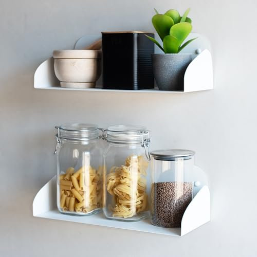 MILUKA Set 2 Mensola da Muro Bianca 40 cm | Scaffali in Metallo come Libreria Bianca | Mensola Bianca come Libreria per Bambini o Mobili Ufficio | Scaffale Bianco per Arredamento Casa (2, Bianco)