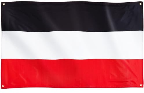Runesol Bandera del Imperio Germano, 91x152cm, 3ft x 5ft, 4 Ojales, Ojal en Cada Esquina, Tricolor, Escudo de Armas Germano, Águila Alemana, Banderas Premium, Interior, Exterior, Colores Vivos