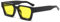Lanomi Vintage Sonnenbrille Herren Damen Rechteckig Kunststoff Quadratische UV400 Schutz Getönt Brille Ohne Stärke für Outdoor Travel Schwarz Rahmen Gelb Linse