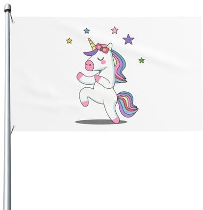 Lustige Einhorn-Flagge zum Tanzen und Ballett, 150 x 90 cm, Pastell-Flagge für Haus, Rasen, hängende Dekoration, Hofbanner, Urlaub, Willkommensflaggen mit 2 Metallösen, für drinnen und draußen