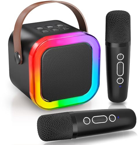 CUTEEEE Mini Karaoke Machine for Kids & Adults – Portable Bluetooth Speaker with 2 Microphones, Kids Microphones with 4 Voice-Changing Effects, Fun Party Singing Set & Gifts for Boys Ages 4-12+