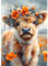 DPHERO DIY Hochlandkuh Diamant Painting Bilder für Erwachsene Anfänger,5D Kalb Diamond Painting Set,DIY Runde Steine Kuh Diamant Kunst Kits,Blumen Diamant Painting für Zuhause Dekor 30x40 cm