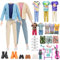 WanderGo 31 Stück Kleidung und Zubehör Kompatibel mit Ken Puppen, Enthält 1 Anzug-Set, 3 Kurzarm-Hosen-Sets, 1 Badehose, 5 Schuhe, 16 Accessoires Zufälliger Stil für 12 Zoll Jungen Puppen