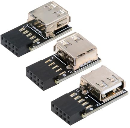 cablecc Lot de 3 adaptateurs de carte mère 9 broches/10 broches pour panneau avant femelle vers USB 2.0 femelle à angle vertical à 90 degrés
