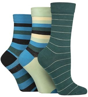SockShop Ladies Gentle Bamboo Socks with Smooth Toe Seams in Plain and Striped Designs Pack of 3 (UK, Numeric, 4, 8, Regular, Regular, Storm)