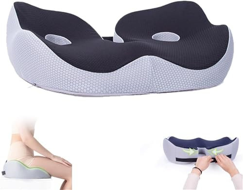 Wbietu Outfany Ergoseat, Hilipert Memory Foam Sitzkissen, Memory Foam Sitzkissen, Bequemer Sitzring zur Druckentlastung, Druckentlastung Bürostuhlkissen für langes Sitzen (Schwarz)