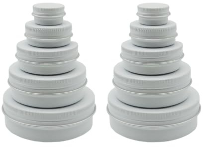 Wopanxye Lot de 10 bocaux vides en aluminium de 60 ml, 15 ml, boîte de maquillage de voyage de 30 ml, pot de 100 g, petites boîtes cosmétiques rechargeables pour crème, échantillon de crème, bougie,