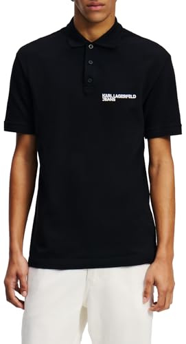 Karl Lagerfeld Jeans Regular Pique Polo, Men, Black, Polo