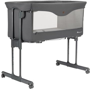 Bebeconfort Amara, Baby Bedside Crib, 0-6 Months, 0-9 Kg, Co Sleeper Crib, 2-In-1 Co Sleeper and Bassinet, 3-Second Compact Fold, Easy to Move Around, Handy Travel Bag, Tinted Graphite