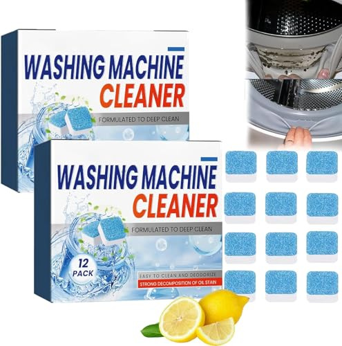 Washing Machine Cleaner, Deep Cleaning Tablets for Front Loader & Top Load Washer, Clean Inside Drum and Laundry Tub Seal, Long-Removes Odor, Lasting Freshness (2)
