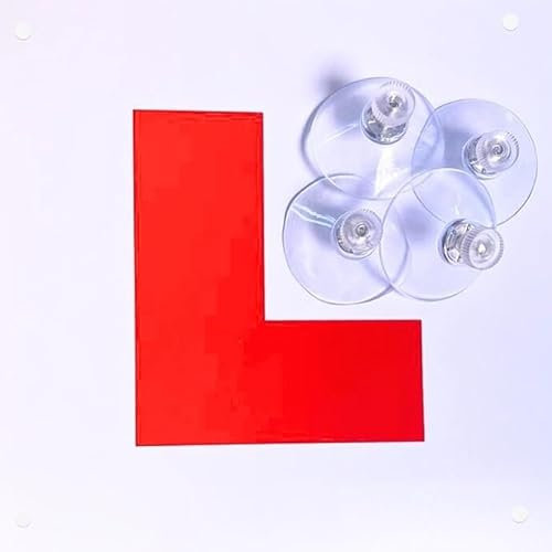 ShaniTech 1x Fully Magnetic Learner Driving L Plate with 4 Suction Cups for Front or Back, Inside or Outside DVLA Approved Size, Easy Fit, Waterproof, L Plate for Learning Car, Van or Bus