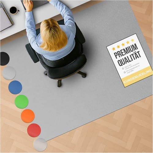 NOVA FORMA Bodenschutzmatte Chroma für Hartböden - farbige Bürostuhlunterlage aus robustem, rutschfestem BPA-freiem PE-Kunststoff - schützt vor Kratzern & Abnutzung - 116x120 cm Grau