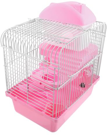 Hohopeti Hamsterkäfig Schloss Großer Doppelstock Käfig für Kleintiere Abnehmbarer Boden für Einfache Sicherer Spielplatz für Hamster und Ratten