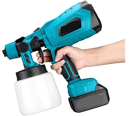 kit de pistola neumática, Pistola pulverizadora eléctrica inalámbrica de 1000 ml, pulverizador de pintura for muebles de automóvil, revestimiento de acero, aerógrafo con 3 boquillas, compatible con ba