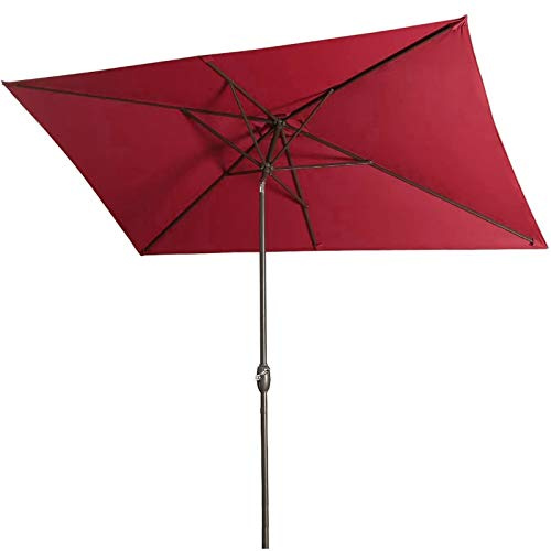 LCHJX Ombrellone da giardino 6x6 piedi all'aperto Piscina con pulsante Inclinazione e manovella, ombrellone quadrato per prato giardino spiaggia di mercato, protezione UV SHADE SHADER