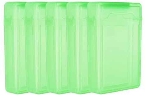 PATIKIL 6.5 x 4.5 Hard Drive Disk Case, 5Pcs Plastic Hard Disk Storage Box Portable Anti-Static Case for 3.5 External SSD HDD, Green