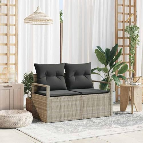 Frdhee Jugendsofa Gartensofas, Gartensofa mit Kissen Grau 120 x 62 x 69cm Poly-Rattan für Wohnzimmer, Schlafzimmer, Kleinen Raum