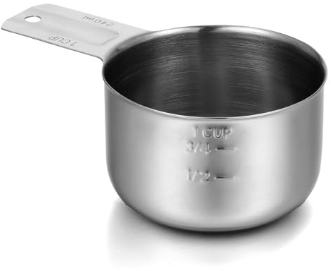 Stainless Steel Measuring, 1 Cup 240ml/8oz Single Measure Cups - Metal Measuring Cups for Baking Cooking with Precise Scale Handle