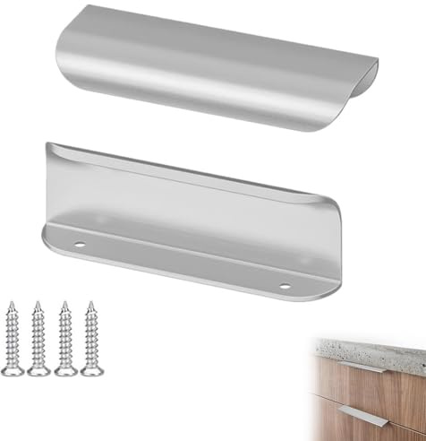 TUKNN Schrankgriffe Aluminium Helles, Schrankgriffe Versteckt Modernes Möbelgriffe, Verdeckte griffe für Küchenschränke, Aluminiumlegierungsgriff, Mattes Silber, 2 Stück, 120MM