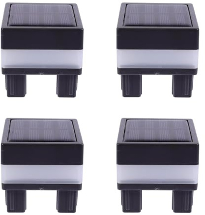 UKCOCO 4 Stk Solar Pfostenleuchten Outdoor - IP55 Wasserdicht Zaunlampen für 6.5x6.5cm Pfosten, Led Solarleuchten für Garten & Terrasse, Kaltweiß/Warmweiß