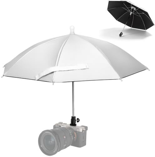 19.7'' Camera Hot Shoe Umbrella for Rain Cover Sun Shade Silver | Camera Umbrella for Nikon Sony Canon DLSR Mirrorless Cameras Protector for Outdoor Wedding Photography Shooting Video