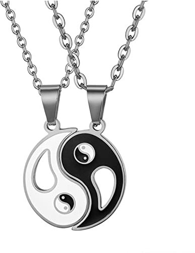 OIDEA Paar Halskette Yin Yang Anhänger, 2 Stück Puzzle Pärchen Kette aus Edelstahl mit Tai Chi Anhänger für Herren Damen Geschenk für Partner Paare Freund