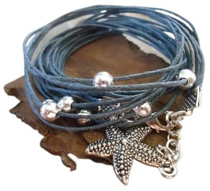 PERLIG IN GRAU & SILBER Seestern Wickelarmband