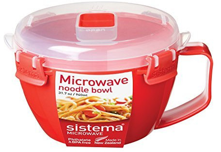 Sistema Microwave Cookware Noodle Bowl, 31.7 Ounce, Red by Sistema