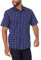 Amazon Essentials Men's Regular-Fit Short-Sleeve Poplin Shirt, Navy Windowpane, XL