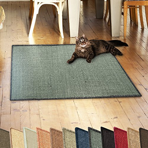 casa pura Katzen Kratzmatte aus Natur Sisal Kratzteppich Kratzmöglichkeiten für Katzen Kratzmöbel für Wand oder Boden - robust & waschba 50x50 cm Grau/Khaki