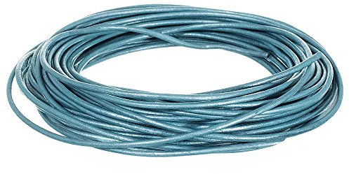 2mm Genuine Round Leather Cord Strips for Bracelets, Necklaces, Beading, and Other Jewelry Making – 10 Yards / 9.1 Meters – Light Blue