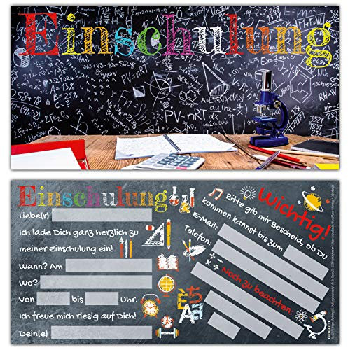 12 Einladungskarten zur Einschulung TAFEL - Einschulungskarten Einladung für Kinder zum Schulbeginn Schuleingang Schulanfang Karten von BREITENWERK