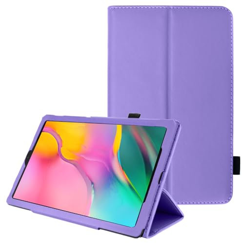 TECHGEAR Custodia in Pelle per Nuovo Samsung Galaxy Tab A 10.1 2019 (SM-T510 / SM-T515) Custodia Protettiva di Alta qualità in PU Pelle con Supporto e Cinturino a Mano [Viola]