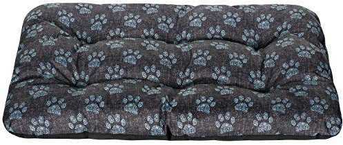 SuperKissen24. Hundebett Hundekissen Hundematratze Tierbett für Kleine, Mittlere und Grosse Hunde - Wasserdicht, Waschbar - Größe XL - Schwarz und Grau - Pfoten aus flachs