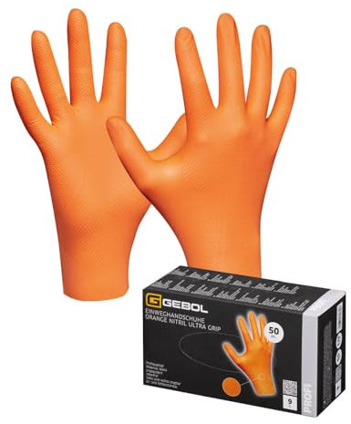 Lot de 50 gants jetables Orange Nitril Ultra Grip Taille L