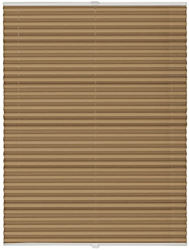 ondeco Plissee nach Maß für alle Fenster innen Montage in Glasleiste mit Spannschuh Sonnenschutz Rollo Sichtschutz Blickdicht Cappuccino B: 71-80 cm, H: 101-150 cm