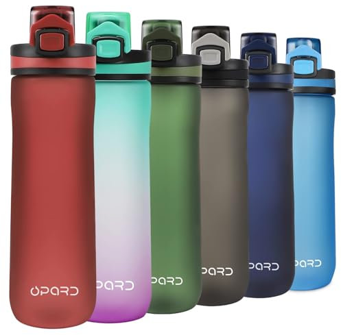 Opard Sports Water Bottle, 600ml BPA Free Non-Toxic Tritan Plastic Drinking Bottle with Leak Proof Flip Top Lid for Gym Yoga Fitness Camping