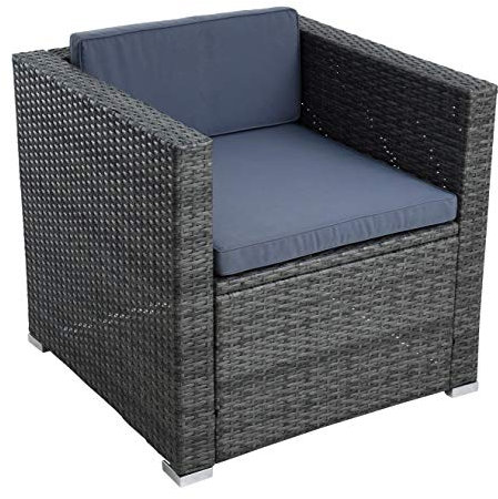 ESTEXO Polyrattan Gartensessel Loungesessel Rattan Lounge Sessel Gartenstuhl Stuhl (Anthrazit-Grau)