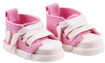 Bombasei Handgefertigte Zucker Fondant Figur, perfekt für Torten- & Kuchendekoration, Tortendeko zum Verschenken für Junge und Mädchen & selbst freuen (Schuhe Rosa)