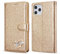 QLTYPRI Case for iPhone 12 Pro Max, Glitter PU Leather TPU Bumper Card Holder Wrist Strap Wallet Case with Inlaid Heart Diamond Flip Cover for iPhone 12 Pro Max (6.7 inch) - Gold