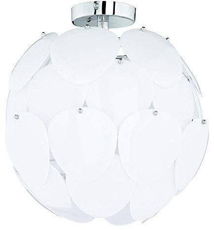 Deckenleuchte Kugel Steckbar Puzzle Scheibe Wohnzimmerlampe Deckenlampen, Chrom weiß, 1x E27, DxH 40x40 cm