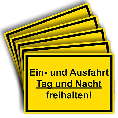 5 Stück XXL Einfahrt und Ausfahrt freihalten Schild 40 x 30 cm aus stabiler PVC Hartschaumplatte 5 mm mit UV-Schutz von STROBO