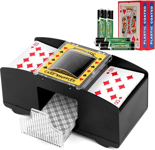 SZBJSMF Kartenmischer 2 Deck,Kartenmischmaschine Elektrische mit Batteries und 2 Poker für Poker