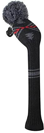 Knit Hybrid Golf Club Covers Fits Hybrids/UT Classical Fine Stripes with Long Neck Funny and Fresh Colors (Black Red Grey)