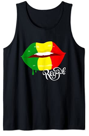 Reggae Kleidung für Damen, Rastafari-Flagge Lippen, Reggae Tank Top