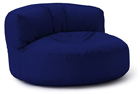 Lumaland Sitzsack Lounge | Sofa-Sitzsack 90 x 50 cm mit Rückenlehne | Indoor & Outdoor Beanbag | Wasserabweisend & Robust | Mit anpassungsfähiger EPS-Füllung | Waschbarer Bezug [Dunkelblau]